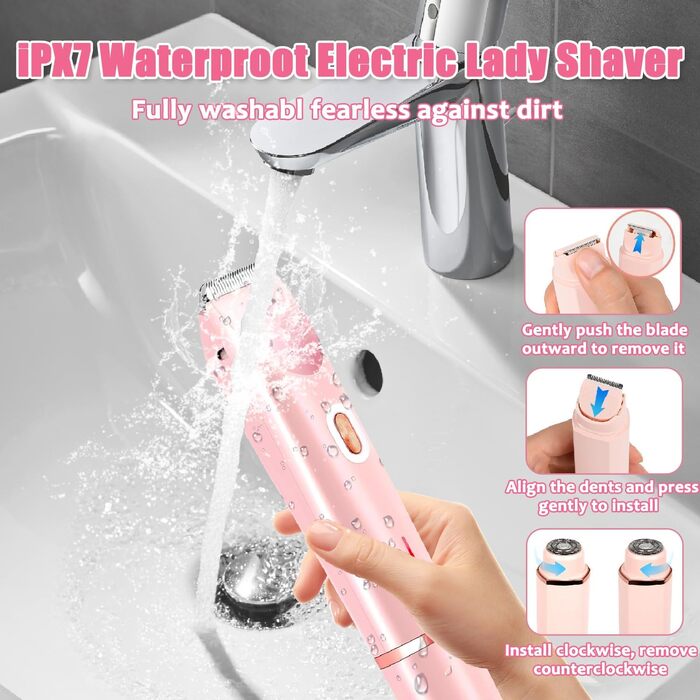 Електричний жіночий триммер Intimrasierer 2-в-1 для інтимної зони, рожевий