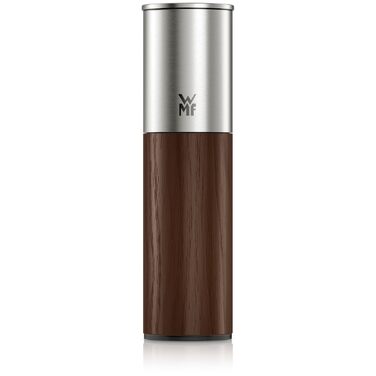 Млин для солі та перцю WMF Nature Pro з керамічним механізмом, регульованим помелом, нержавіюча сталь та дерево, ручний (темний)