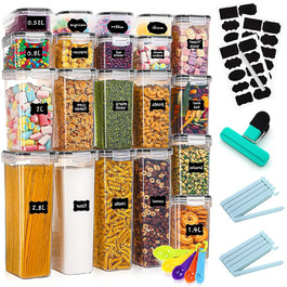 Набір контейнерів для зберігання продуктів, 20 шт., BPA Free, з кришкою (2,8L, 2L, 1,4L, 0,8L, 0,52L)