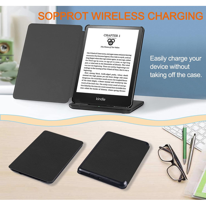 Чохол TOKILO для Kindle 6 (11-го покоління 2024/2022), м'яке PU-шкіряне покриття з авто-ввімкненням/вимкненням, чорний