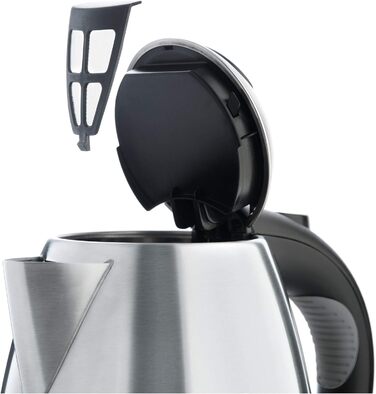WMF Stelio Stainless Steel Kettle, 1.7L, Electric Kettle with Scale Filter, 2400W, Illuminated Water Level Indicator, Matte Stainless Steel