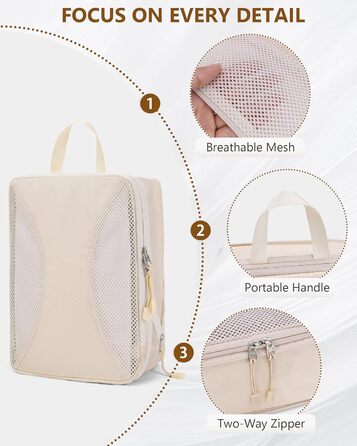 Органайзери для валізи Anjing Compression Cubes - 10 шт., компресійні куби для подорожей, сірий (бежевий)