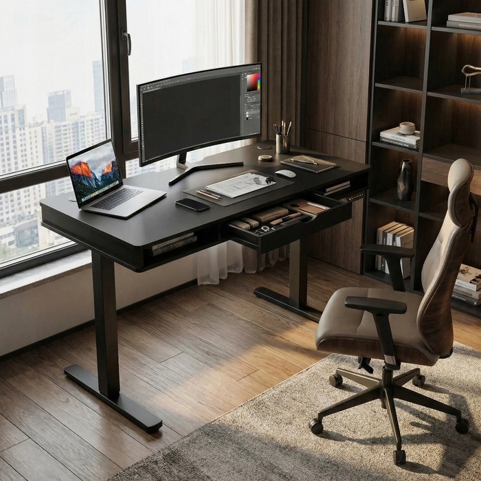 Прямокутний письмовий стіл Spacetronik 120 x 60 x 120 см, чорний