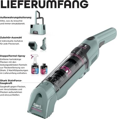 Shark StainForce: портативний бездротовий видалення плям та запахів для килимів та меблів (HX100EUCP)