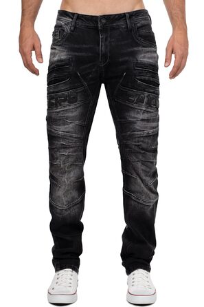 Чоловічі джинси Cipo & Baxx Biker Style: Regular або Slim Fit, Stone Washed Denim, чорний (29W/32L)
