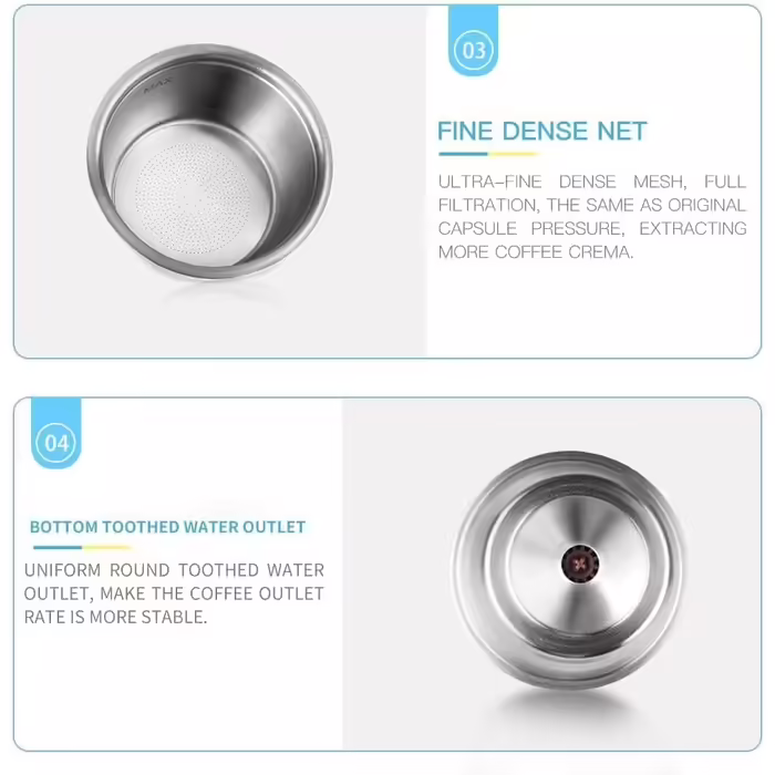 Reusable Dolce Gusto capsules for i Cafilas, refillable stainless steel capsules with 1 plastic spoon + 1 cleaning brush, 2 pack