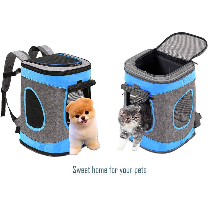 Складана переноска для собак та котів - транспортна сумка для подорожей на авто та літаку. Міцна переноска-рюкзак сіро-зеленого кольору (сіро-блакитного).