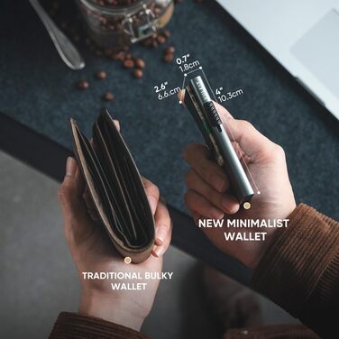 Чоловічий RFID картхолдер VULKIT з функцією Pop-Up та грошовою затискачею, мінімалістичний тонкий гаманець для кредитних карток (Космічний сірий)