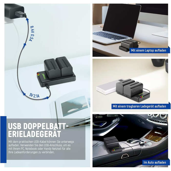 NEEWER NP-F750 5600mAh акумулятор з USB-зарядним пристроєм, сумісний з Sony NP-F550/750/970 та ін.