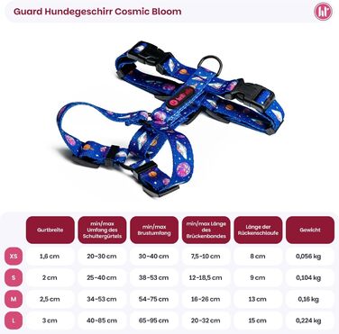 Шлейка для собак середніх порід | Не вбирає вологу | Регульована | З контролем | Легка класична шлейка для собак | Dog Harness - M (Cosmic Bloom, S - виміряйте собаку)