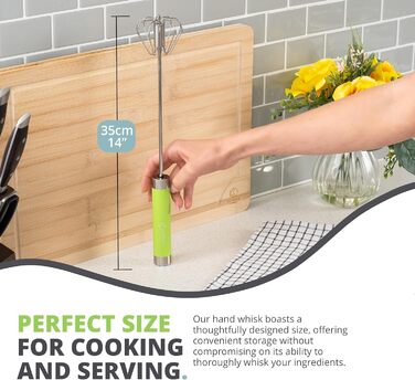 Ручний міксер Oliver's Kitchen® Hand-Quirl - Автоматичний вінчик для яєць, масла, вершків, кави, коктейлів | Без батарейок, компактний, зелений
