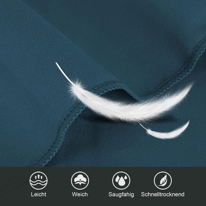 Набір з 3 рушників з мікрофібри: великий (180x90 см) та 2 маленькі (80x40 см), швидковисихаючі, для спорту, подорожей, басейну та пляжу (темно-синій)