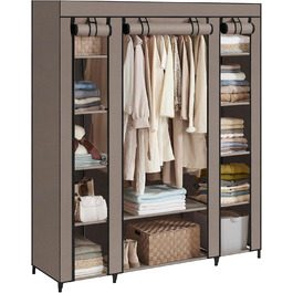 SONGMICS Wardrobe, Fabric Closet, with Clothes Rail and Shelves, Fabric Cover, for Bedroom, Dressing Room, 150 x 45 x 175 cm, LSF03H (Taupe)