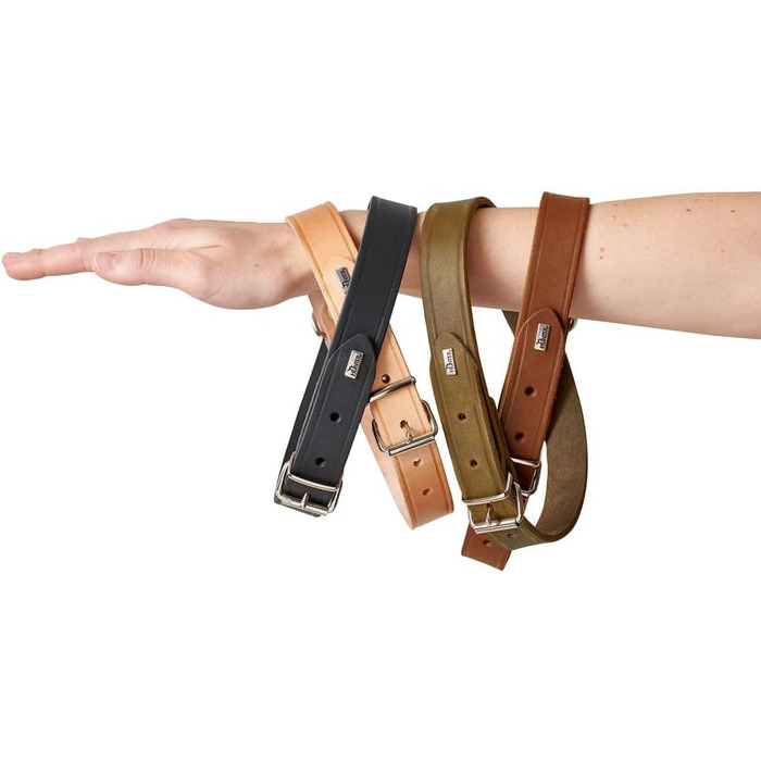 Нашийник для собак HUNTER AALBORG, чорний, міцне шкіряне обплетення, для спорту та повсякденного використання, з шкіряним брелоком, Made in Germany, розмір 32