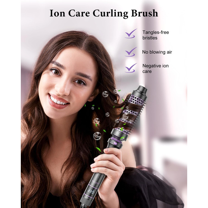 BESTOPE PRO Локкенстаб: Набір для створення локонів 5 в 1 з плойкою, термощіткою, 3 локкенстабами (9мм-25мм) для великих локонів, 13 температур, керлер для волосся з термозахисним покриттям, рукавичка, затискач, колір Nordlicht Lila