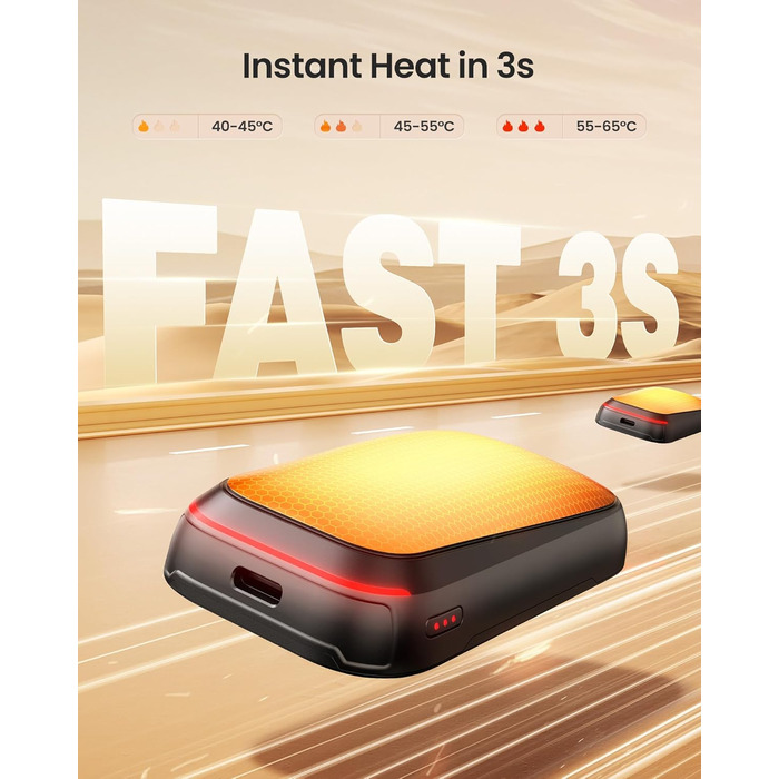 Електричний грілка для рук Gaiatop 2 шт. з магнітом, USB, багаторазовий, швидкий нагрів, 3 рівні, компактний, подарунок для чоловіків та жінок, чорний