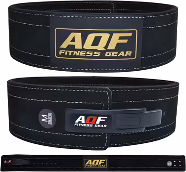 Пояс для важкої атлетики AQF з важільною пряжкою, 4'' ширини, 10 мм шкіра, замшевий підклад, для пауерліфтингу, фітнесу, присідань і тяги, чоловічий/жіночий, розмір L, чорний