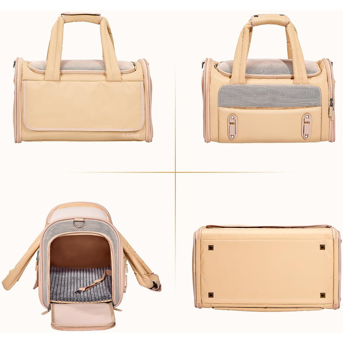 Транспортна переноска для собак та котів, Khaki M: водонепроникна, з антиковзною підкладкою та захистом від вітру