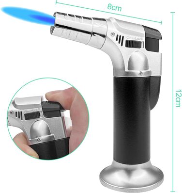 Газовий пальник для кухні, десертів та грилю, з можливістю заправки, з блокуванням, для приготування Crème Brulée