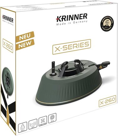 KRINNER® X-Series Christmas Tree Stand X-260 New Christmas Tree Stand incl. Foot Pedal and 3.5 Liter Water Tank for Tree Height up to 2.6m Made IN Germany 94325