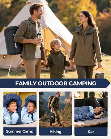 Сплячий мішок Outdoor Sportneer для дорослих та дітей - легкий, портативний, для кемпінгу, походів, рюкзаків, 220x80см, темно-синій + світло-синій