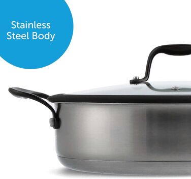 Набір посуду BK Ceramic Black з нержавіючої сталі, 7 предметів: сковорода, каструля, сотейник, індукція, безпечна керамічна антипригарна поверхня без PFAS, чорний (28 см/3,5 л, сотейник)