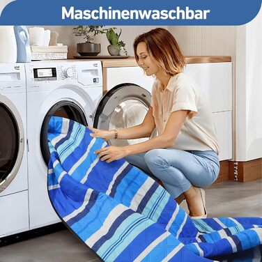 Водонепроникний плед для пікніка Boho 200x200см, XXL. Плед для пікніка, пляжу, кемпінгу, з бавовни, пісконепроникний, пральний, туристичний. Синій у смужку