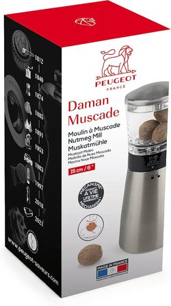 Млин для мускатного горіха PEUGEOT Daman, 15 см, нерж. сталь/акрил, прозорий