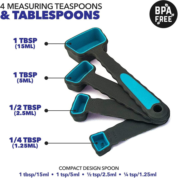 Collapsible measuring cups and spoons, portable measuring cup set made of food-grade silicone for liquid and dry ingredients, dog food, camping, and children's measuring cups