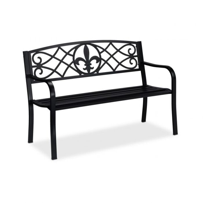 Relaxdays Garden Bench with Fleur-de-lis Motif