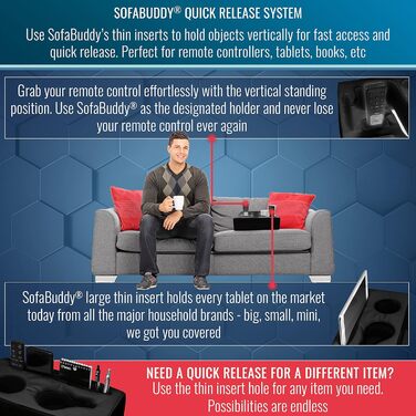 Sofa-Buddy Practical Couch Cup Holder, Sofa Coaster, Sofa Cup Holder. The perfect couch accessory (Square-bigdaddy-leather-black)