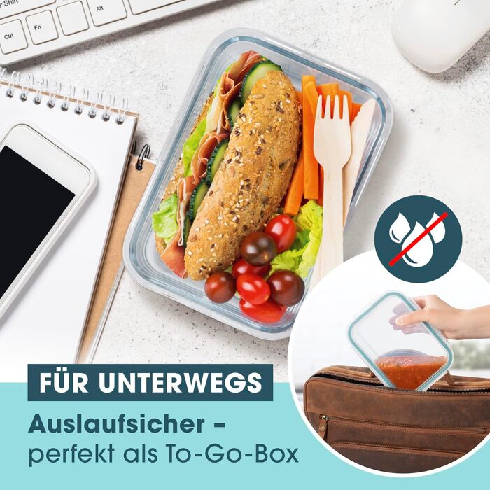 Набір контейнерів для зберігання їжі GOURMETmaxx Klick-it 6 шт. (0,9л) - сині, для Meal Prep, мікрохвильовки, морозилки, з силіконовою ущільнювальною кільцем