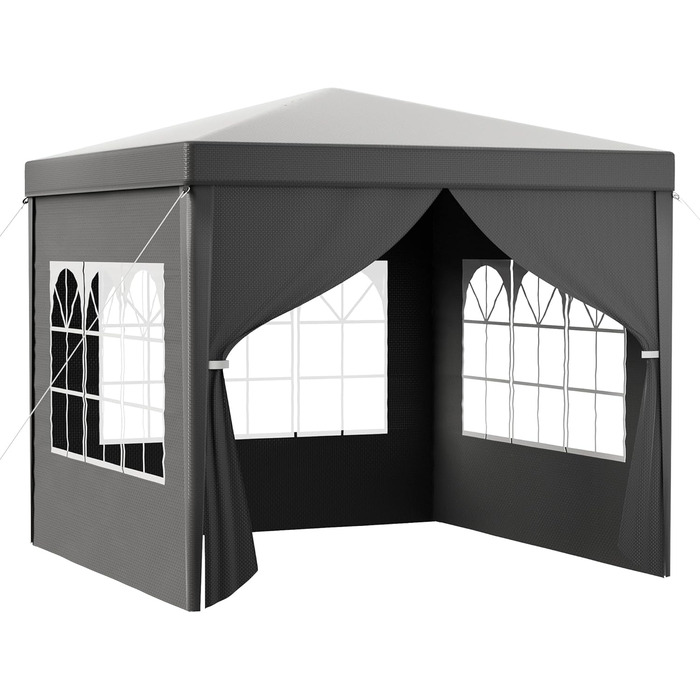 Toboli Pavilion 3 x 3 m in Grey with UV Protection 50+, Garden Pavilion with Removable Sides, Party Tent with Windows for e.g. Terrace and Festival