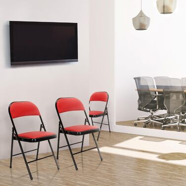 Складний офісний стілець hjh OFFICE TUDELA, м'який, червоний, екошкіра, до 130 кг