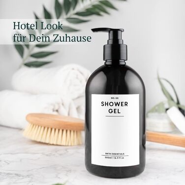 MONOKO Набір з 4 дозатори для мила, 500 мл, чорний, пластик, для душу та миття рук