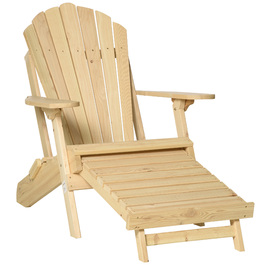 Розкладний садовий стілець Adirondack Outsunny з підніжкою 78 x 140 x 94 см з соснового дерева, зручний шезлонг для саду та вуличних меблів