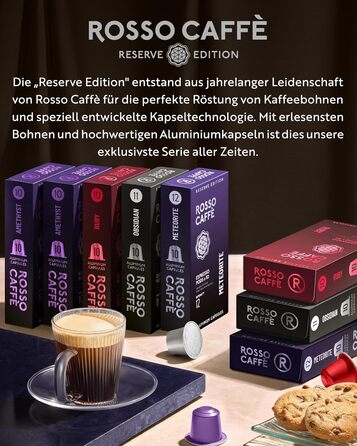 Капсули кави ROSSO CAFFÈ Nespresso Reserve Edition, 80 шт. (8 сортів преміум еспресо), сумісні з Nespresso, Made in Italy