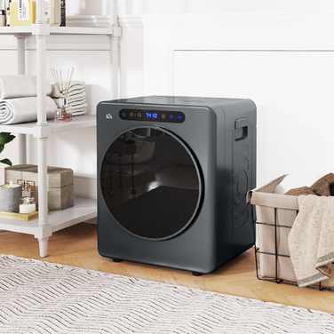 Сушарка для білизни HOMCOM з 6 програмами, 40-60°C, місткістю 4 кг, компактна, з сенсорним керуванням, сірого кольору
