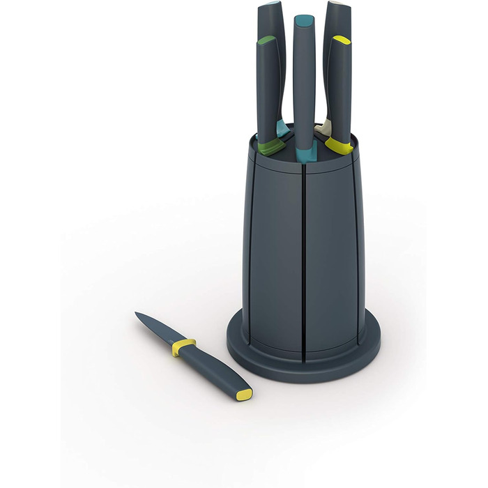 Joseph Joseph Elevate - 6-Piece Knife Block Set with Rotating Stand, Stainless Steel Blades, Opal