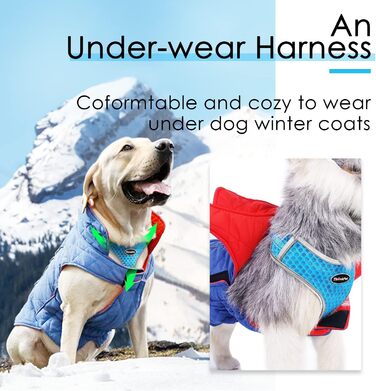 Шлейка для собак ThinkPet No-Pull, дихаюча, для малих, середніх та великих собак, регульована, м'яка, для прогулянок, безпечна, з контролем, з підкладкою, світловідбиваюча (Блакитна, L, 1 шт.)