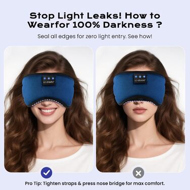 3D Маска для сну з навушниками Bluetooth Dolida (синя) - повна блокада світла, комфортний сон, для подорожей