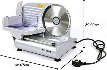 Kitchener Heavy Duty Electric Meat Slicer - 19cm / 230V All-in-One Food Slicer