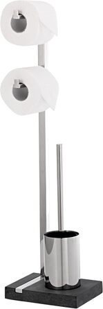 blomus -MENOTO- Stand WC-Garnitur (Toilet Butler) made of polished stainless steel, freestanding, holds 2 toilet rolls, exclusive design, bathroom accessory (H/W/D: 71 x 20 x 15 cm, polished stainless steel, 68663)