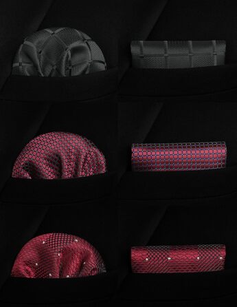 HISDERN Комплект краваток для чоловіків (3 шт.) з нагрудним хустиною. Шовкові краватки для весілля та особливих подій.