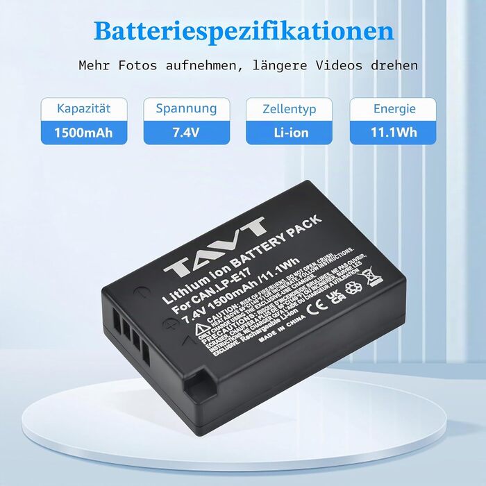 Комплект акумуляторів LP-E17 (2 шт) 1500mAh та зарядний пристрій для Canon EOS R100, R10, R50, RP, R8, 750D, 760D, 8000D, 77D, 200D, 250D, 800D, 850D, M3, M5, M6