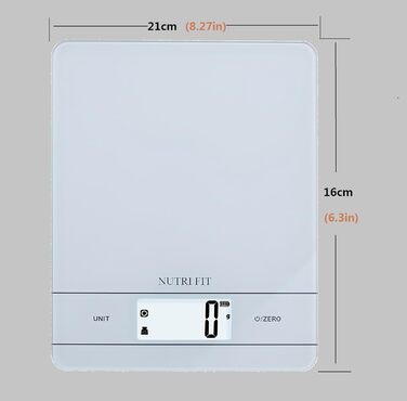 Електронна кухонна вага NUTRI FIT з підзарядкою, USB-C, LCD-дисплеєм, 5 кг, для випічки та приготування їжі, чорна (EK9380HR-weiss)