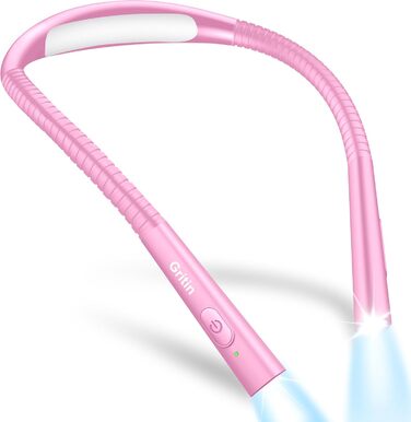 Настільна лампа Gritin для читання, гнучкий регульований світильник з 4 кольорами та 5 рівнями яскравості, регулювання інтенсивності, захист очей, акумулятор 80 годин, ергономічна лампа для читання в ліжку, рукоділля (рожевий)