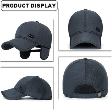 Чоловіча зимова кепка basecap з відкидними навушниками, унісекс, бейсболка з навушниками, спортивна кепка Full, стиль Dad Hat (темно-синій)