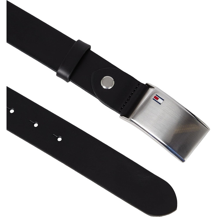 Чоловічий шкіряний ремінь Tommy Hilfiger TH Plaque Belt 3.5, чорний