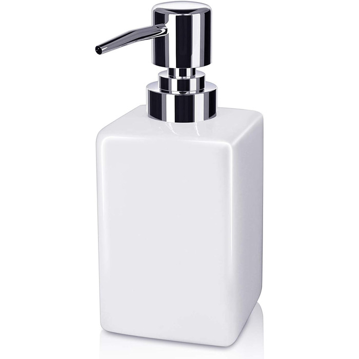 Керамічний дозатор для мила та лосьйону, 320 мл, квадратний, класичний, для кухні, ванної кімнати, пральні, наповнюваний, білий